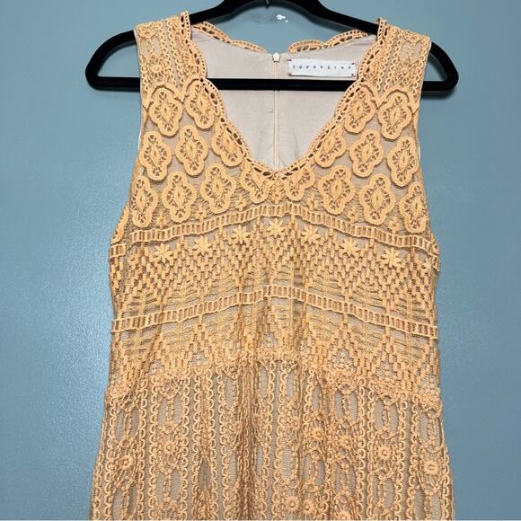 Anthropologie KOROVILAS Calantha Crochet Maxi Dress Peach Women’s Size M - Picture 4 of 11